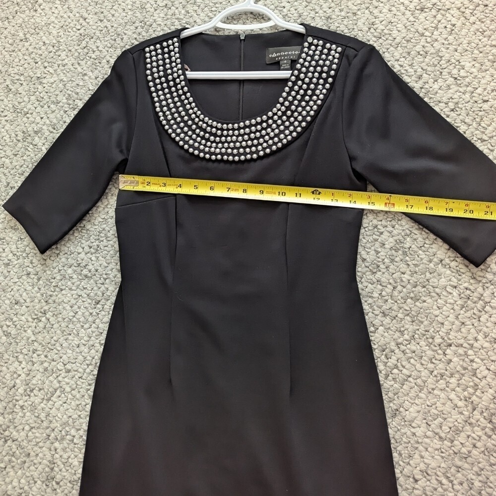 Women's (Size 6) Black Cocktail Dress with Beaded Neckline - Picture 10 of 11